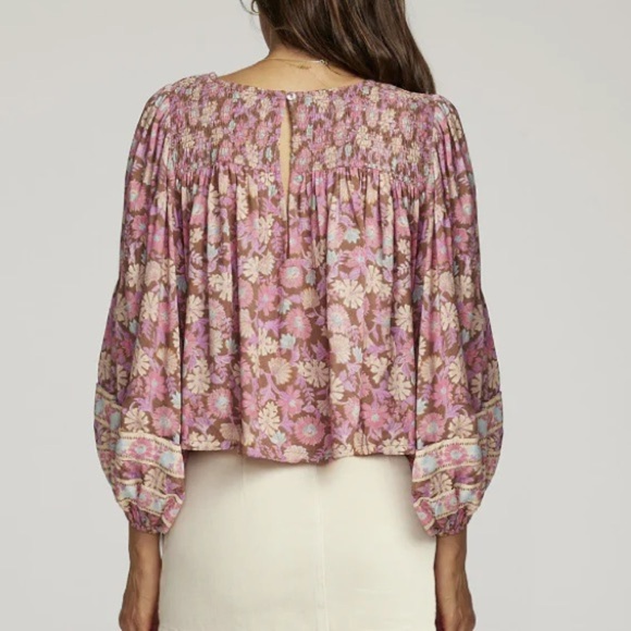 Saltwater LUXE Pink and Red Smocked 3/4 Sleeve Blouse - Picture 3 of 8